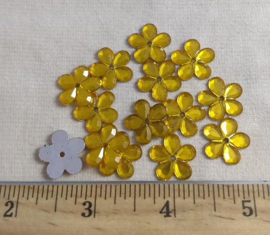 Bead #XFFZ16 #1-Hole #Gold #Flower #Acrylic-Stone #60pc