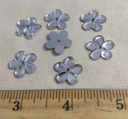 Bead #XFFZ16 #1-Hole #Clear #Flower #Acrylic-Stone #60pc