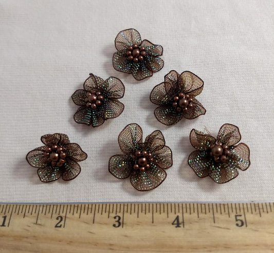 Applique #YYEZ0811102E #Brown #Flower #Handmade #Nylon #10pc