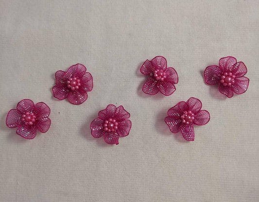 Applique #YYEZ0811102E #Pink #Flower #Handmade #Nylon #10pc