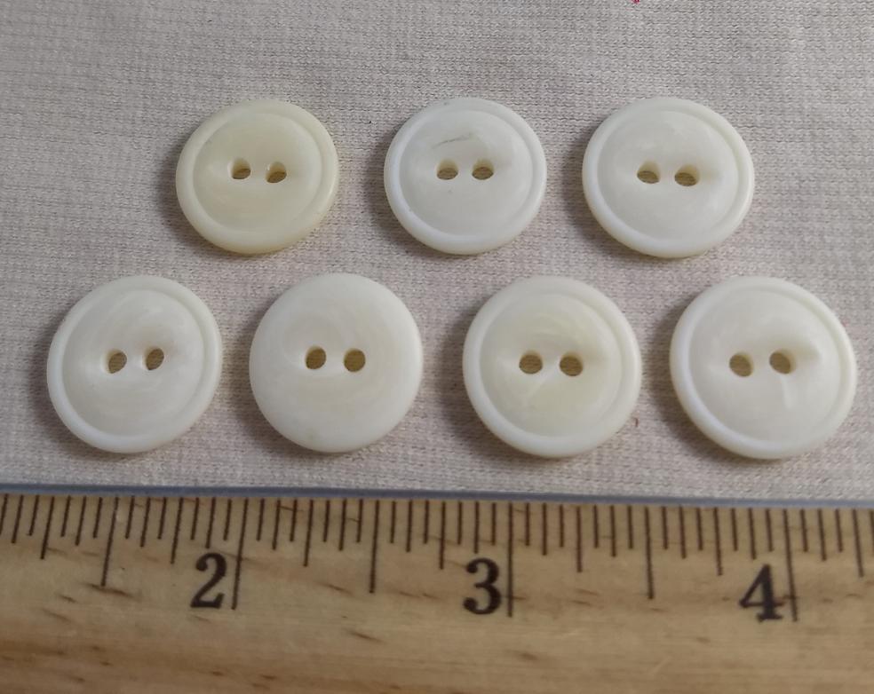 Button #98082 #2 Hole #White #Rim #Basic #Polyester #10pc