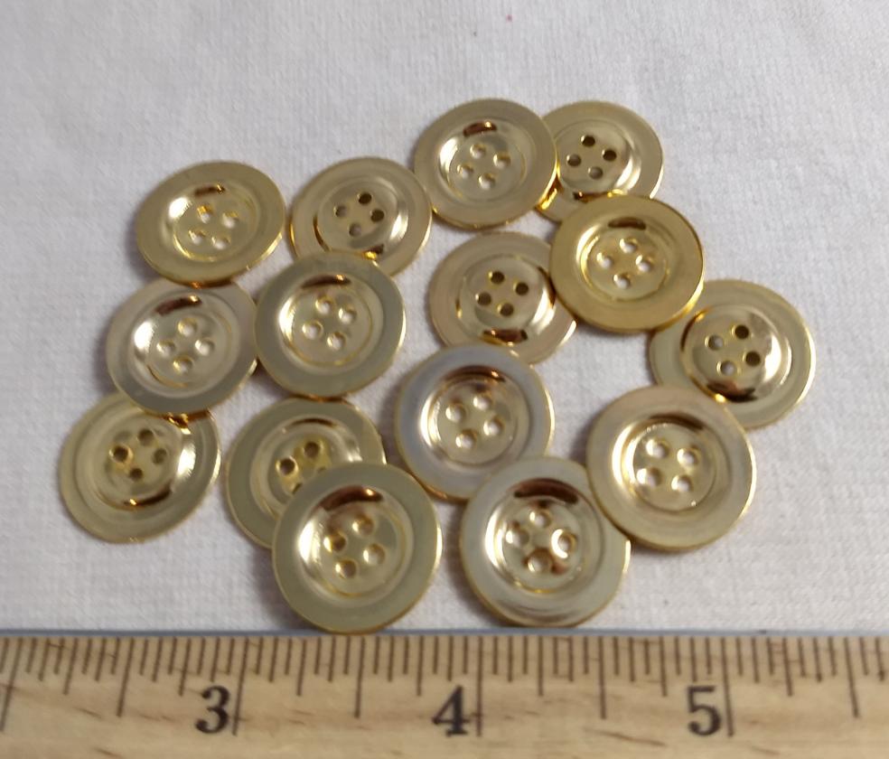 Button #289 #4-Hole #Gold #Rim #Metal #10pc