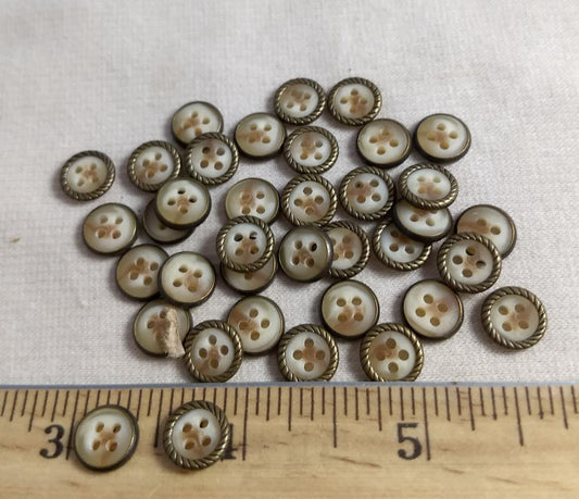 Button #2927 #4 Hole #Brown #Rim #Imitation #Horn #Polyester #10pc