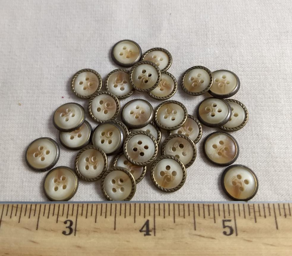 Button #2927 #4 Hole #Brown #Rim #Imitation #Horn #Polyester #10pc