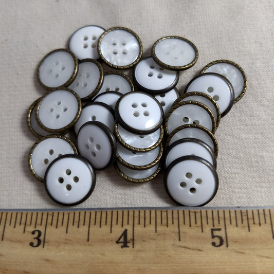 Button #21048 #4 Hole #White #Rim #Polyester #10pc