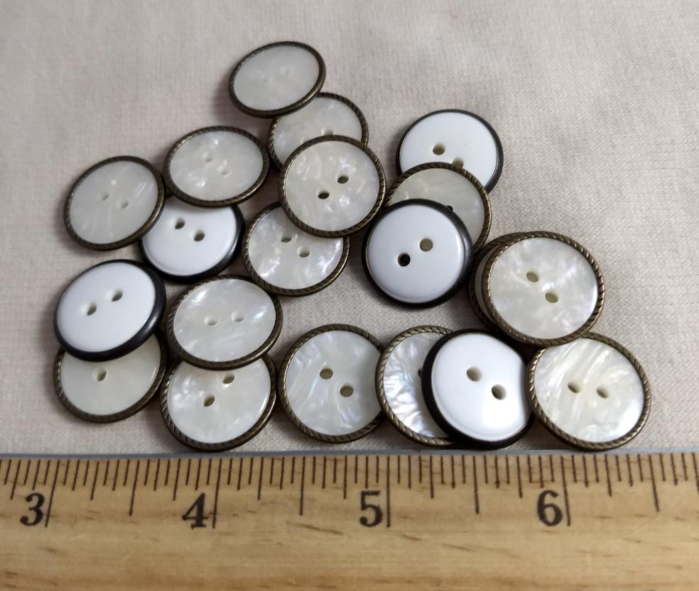 Button #21048 #2 Hole #Pearl #Rim #Polyester #10pc