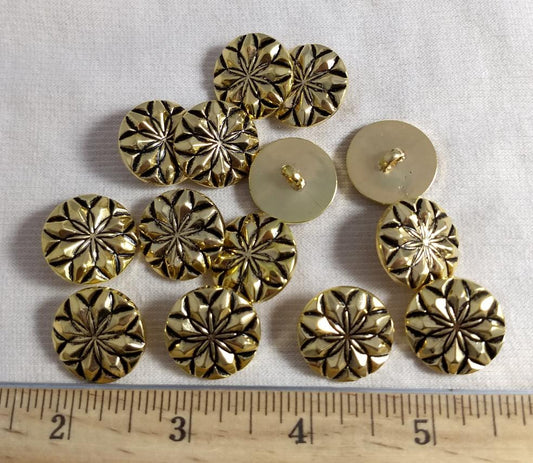 Button #AG34 #Shank #Gold #Flower #ABS #10pc