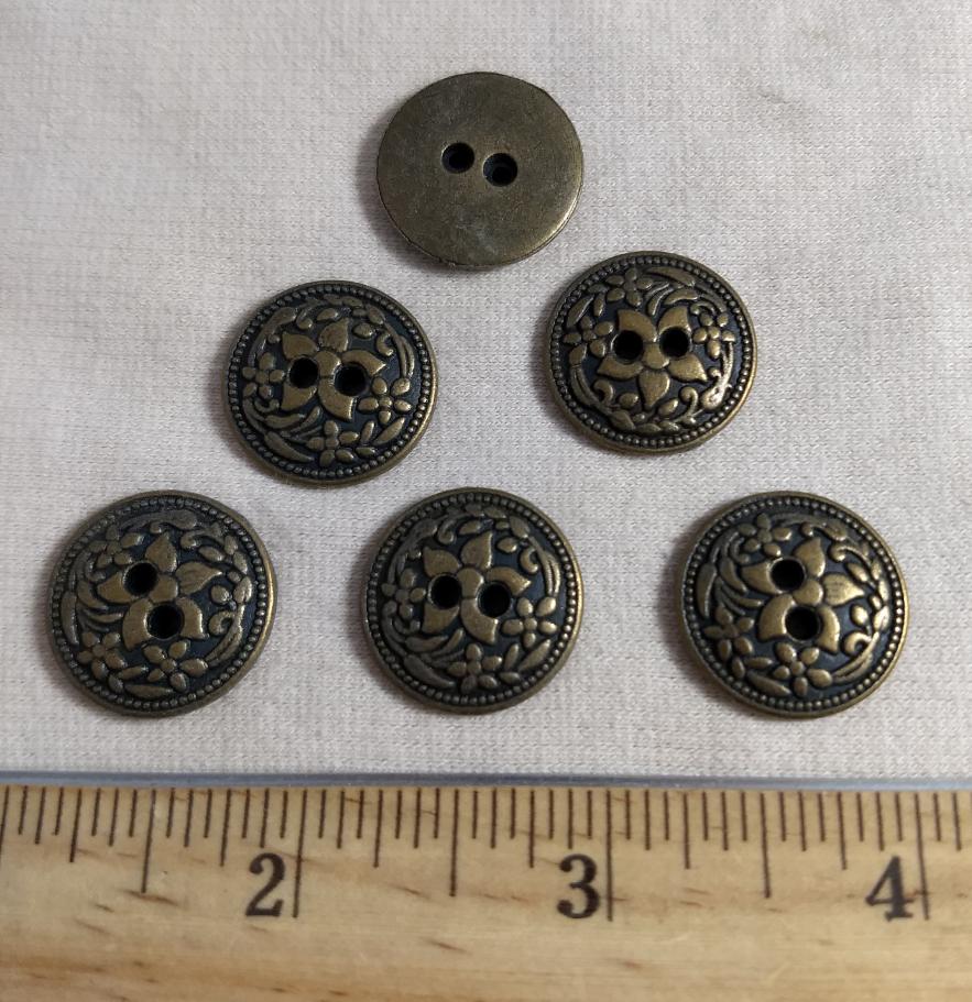 Button #6202 #2-Hole #Antique-Gold #Metal #10pc