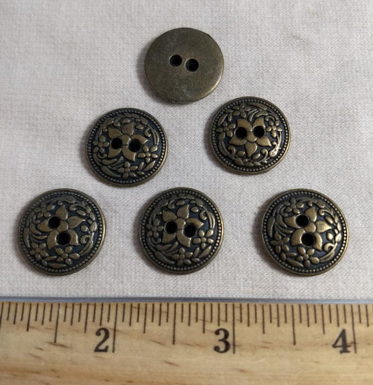 Button #6202 #2-Hole #Antique-Gold #Metal #10pc