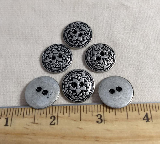 Button #6202 #2-Hole #Antique-Silver #Rim #Metal #10pc