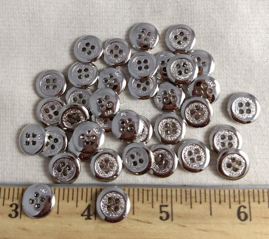 Button #SA1056 #4 Hole #Silver #Rim #ABS #10pc