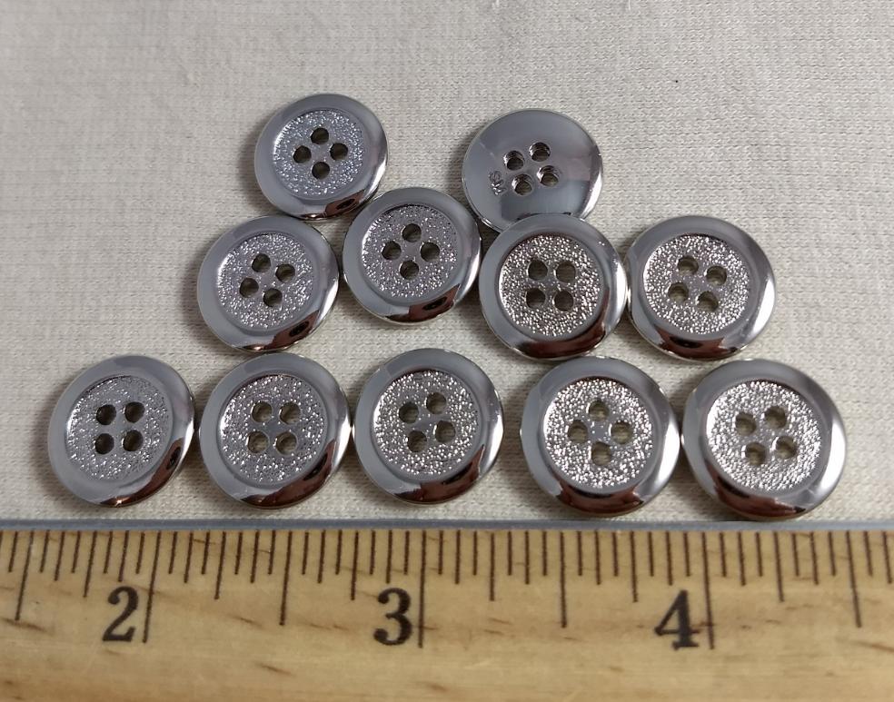 Button #SA1056 #4 Hole #Silver #Rim #ABS #10pc