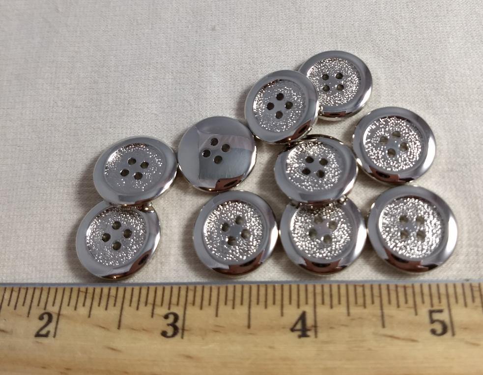 Button #SA1056 #4 Hole #Silver #Rim #ABS #10pc