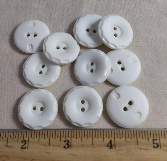 Button  #1706 #2 Hole #White Scallop #Rim #Abs #10pc