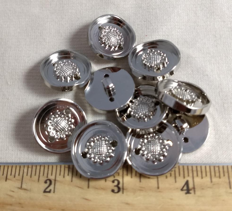 Button #1330 #Shank #Silver #Rim # Metal #10pc