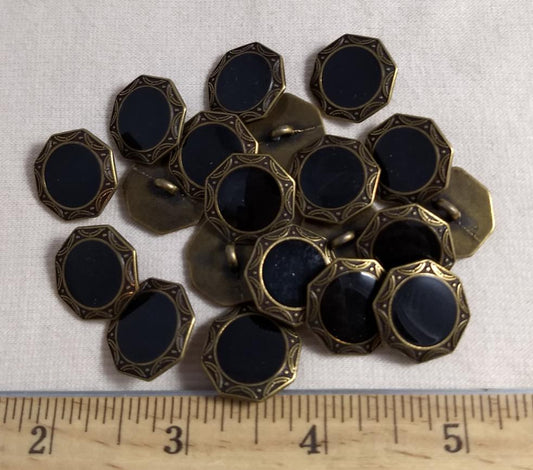 Button #7139 #Shank #Black #Rim #Italy Epoxy #Metal #10pc