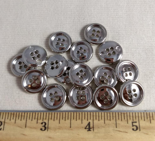 Button #MK9910 #Silver #4 Hole #Rim #ABS #10pc