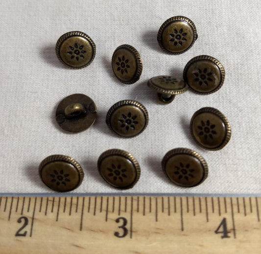 Button #PS398 #Shank #Antique-Gold #Rim #Metal #10pc