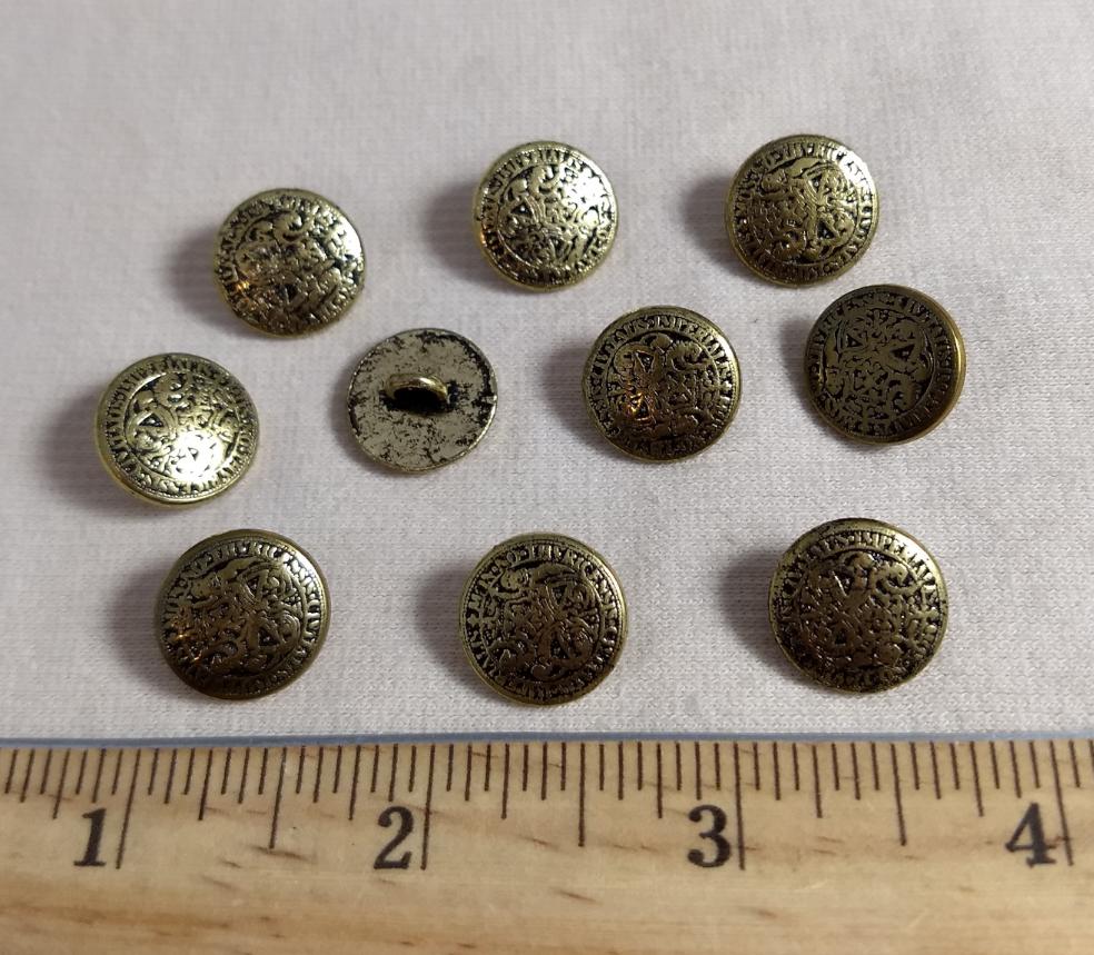 Button #1277 #Shank #Antique-Gold #Rim #Metal #10pc