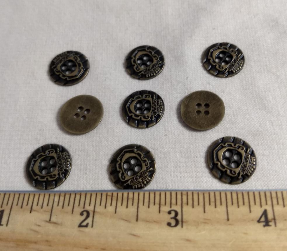 Button #70523 #4-Hole #Antique-Gold #Rim #Metal #10pc