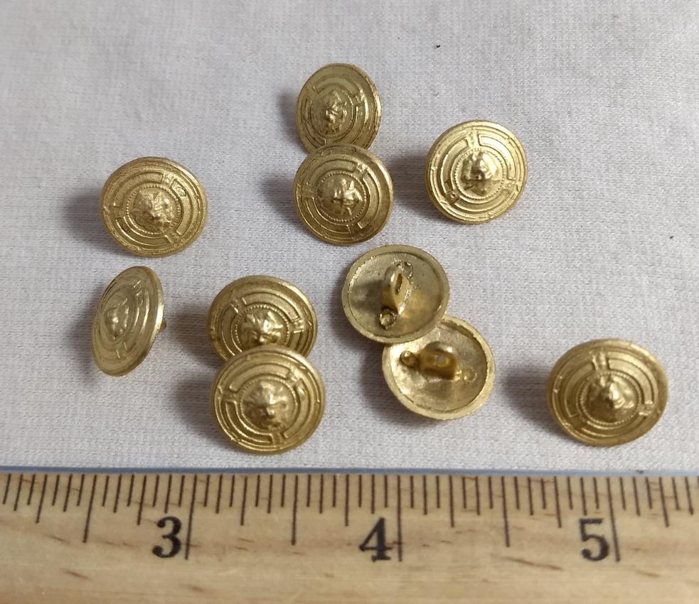 Button #6191 #Shank #Antique-Gold #Rim #Metal #10pc