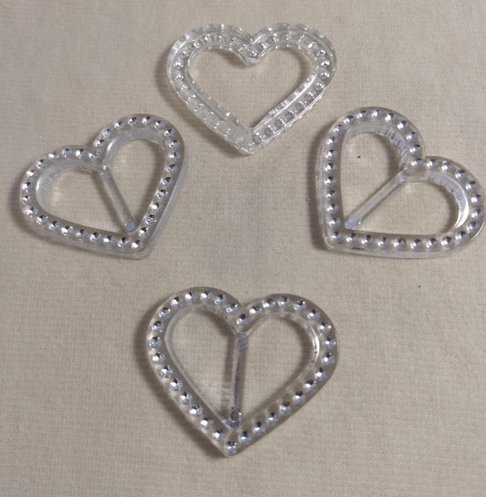 Buckle #9078 #Clear #Silver-Foil #Heart #Acrylic #10pc