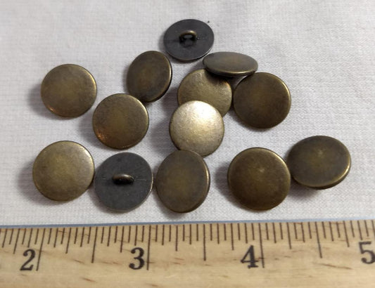 Button #496 #Shank #Antique-Gold #Flat-Top #Metal #10pc