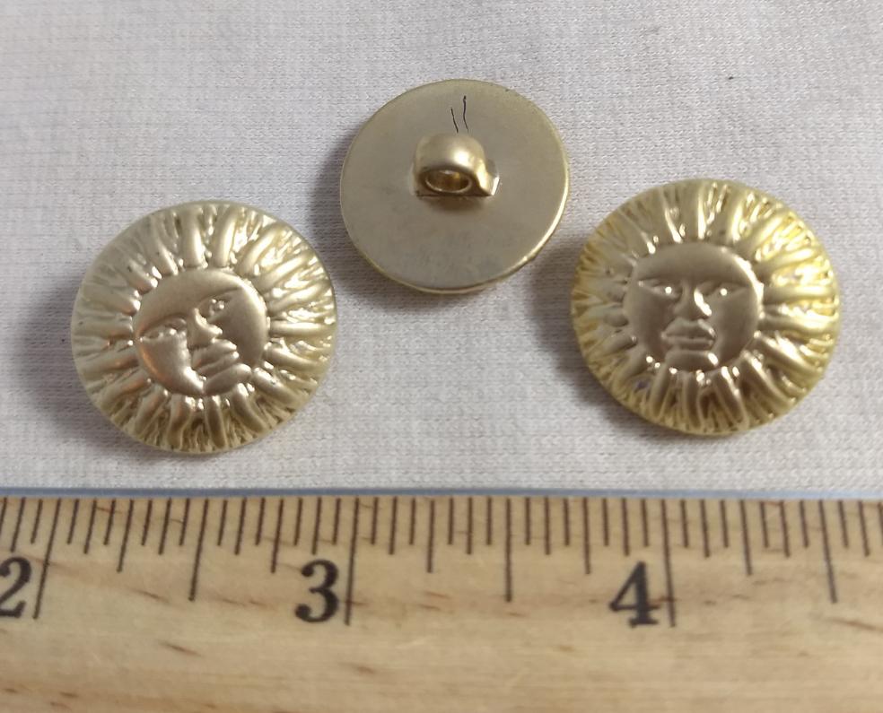 Button #1514 #Shank #Gold #Sun #ABS #10pc