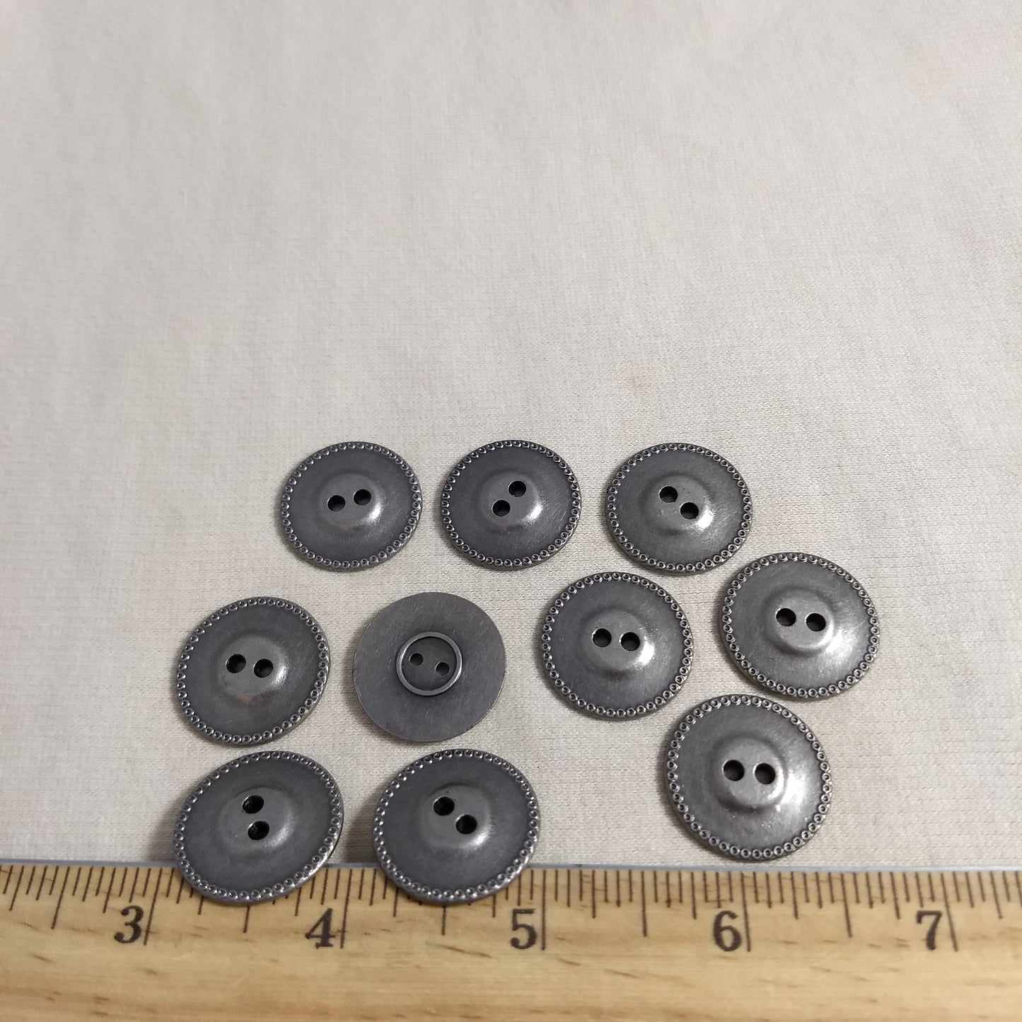 Button #AL6369 #2-Hole #Antique-Silver #Rim #Metal #10pc