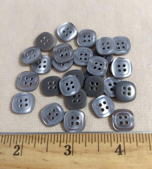 Button #4146 #4 Hole #Grey #Rim #Polyester #10pc