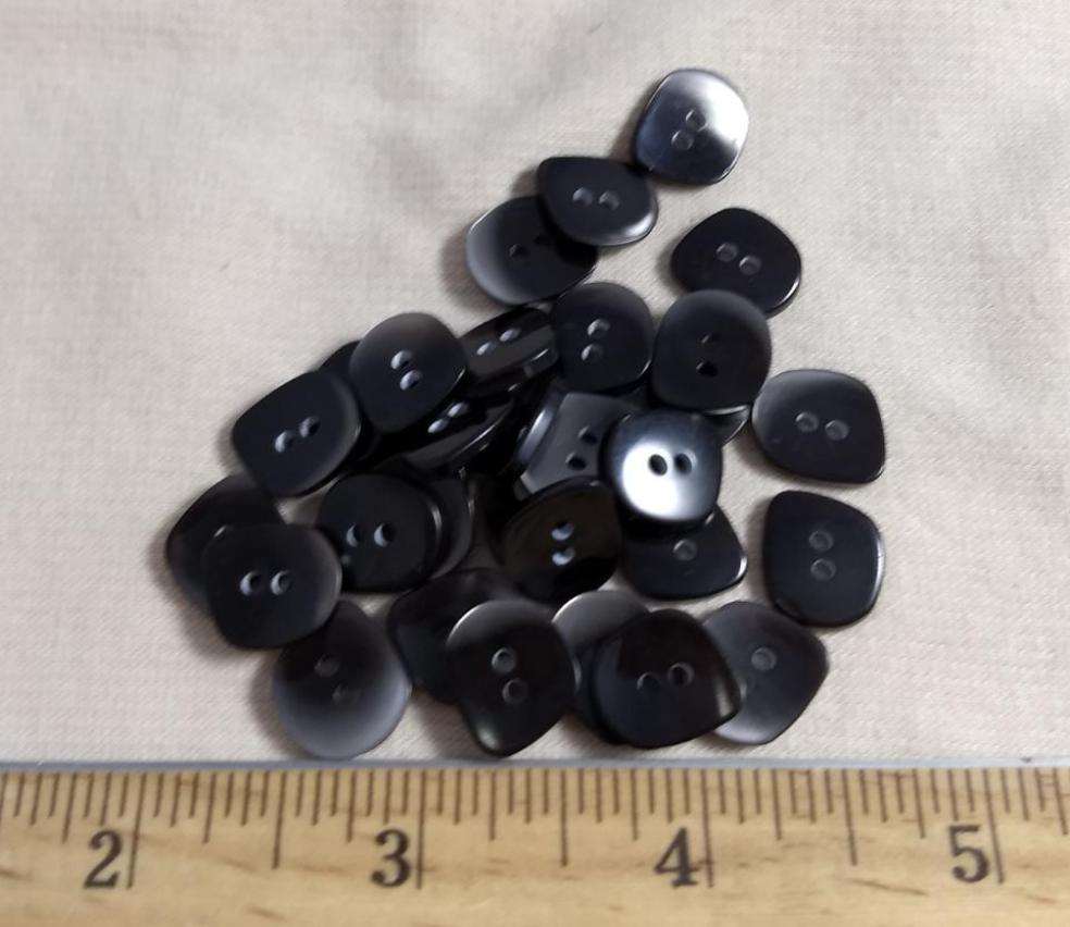 Button #SS02 #2 Hole #Black #Polyester #10pc