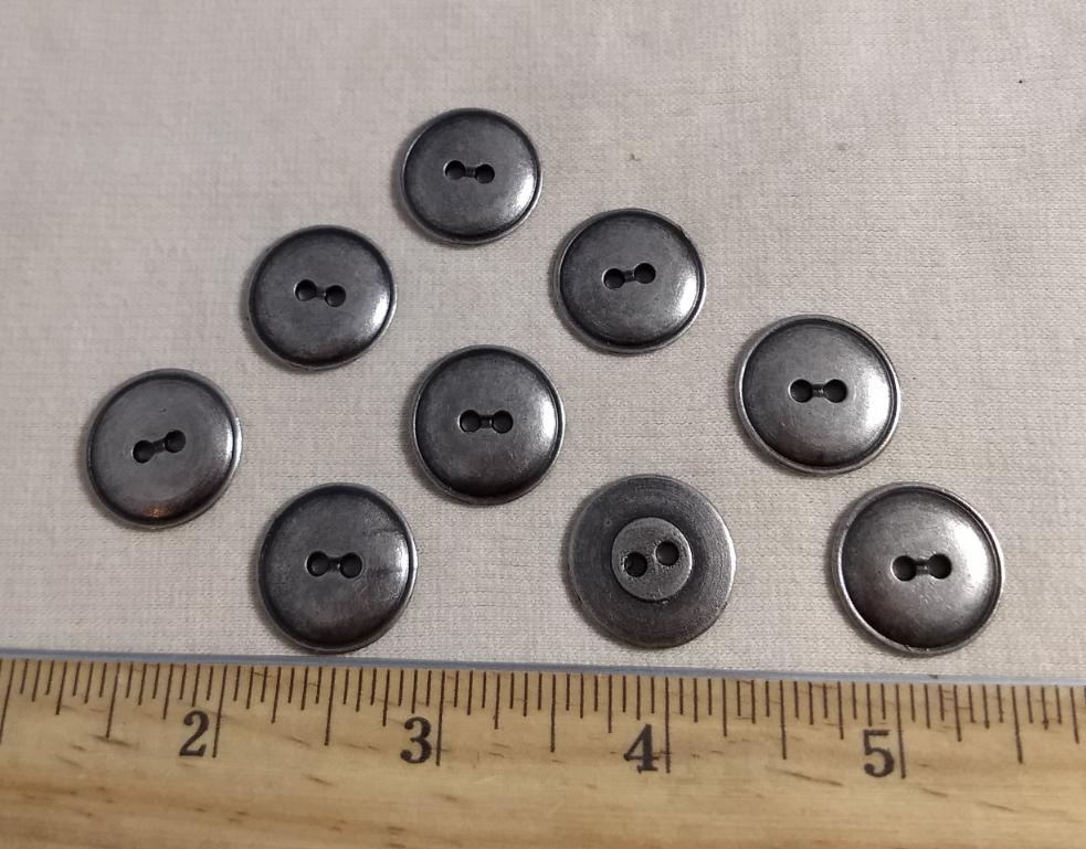 Button #70530 #2-Hole #Antique-Silver #Rim #Metal #10pc