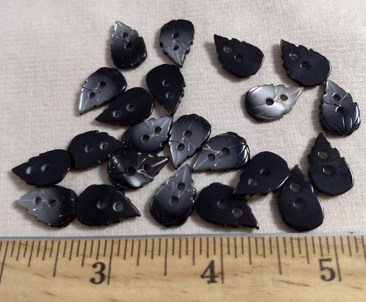 Button #SS08 #2 Hole #Black #Leaf #Polyester #10pc