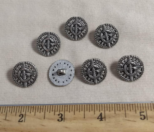 Button #6136 #Shank #Antique-Silver #Metal #10pc