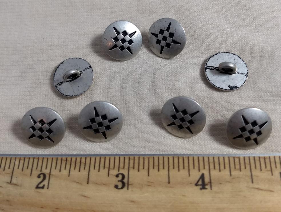 Button #AL6741 #Shank #Antique-Silver #Metal #10pc