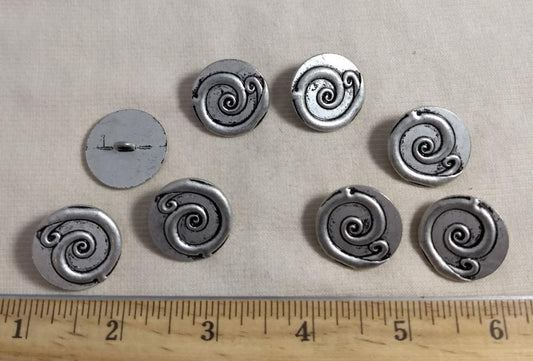 Button #AL6753 #Shank #Antique-Silver #Rim #Metal #10pc