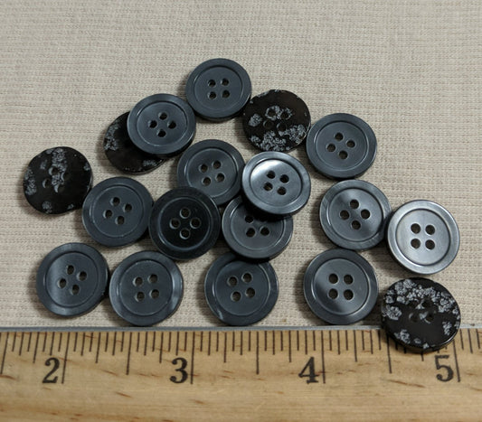 Button  #Imitation-Shell #4 Hole #Grey #Rim #Polyester #10pc