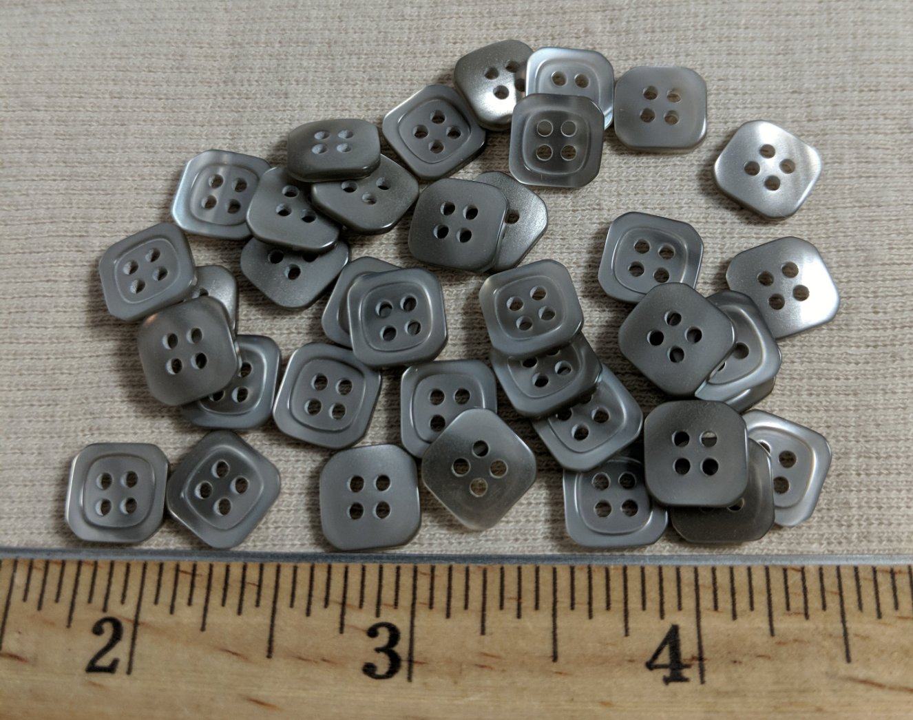 Button #20-5 #4 Hole #Grey #Polyester #10pc