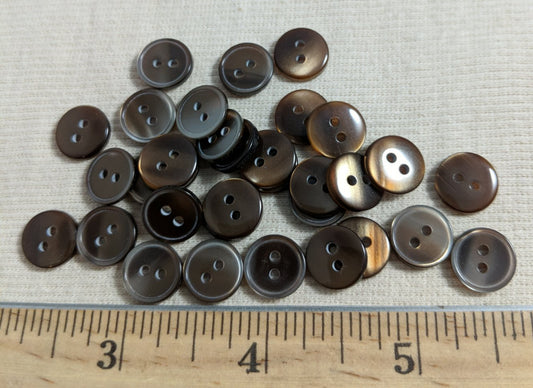 Button #Imitation-Shell #2 Hole #Brown #Rim #Polyester #10pc