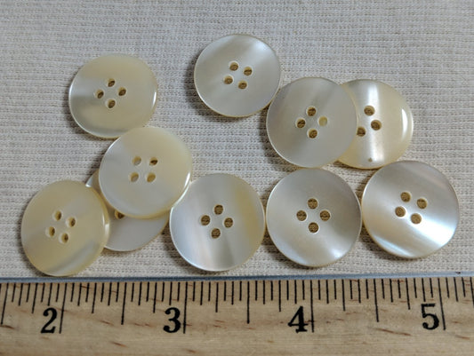 Button #20-6 #4 Hole #Cream #Polyester #10pc