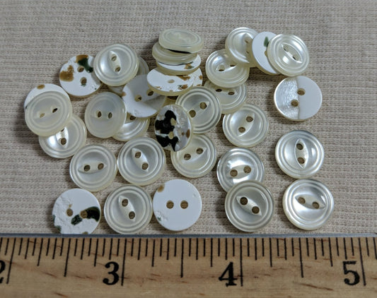 Button #Fisheye #Yoko27 #2 Hole #Pearl #Imitation #Shell #Rim #Polyester #10pc