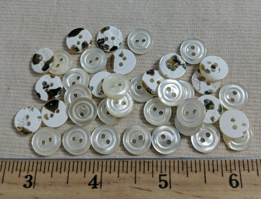 Button #Yoko-A1 #2 Hole #Pearl #Rim #Imitation #Shell #10pc