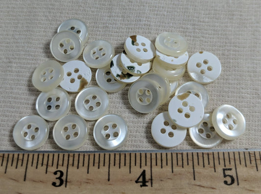 Button #Fake-Shell #2-Hole #Pearl #Rim #Polyester #10pc