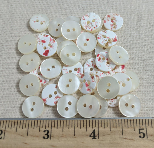 Button #Yoko10 #2 Hole #Pearl #Rim #Imitation #Shell #Polyester #10pc