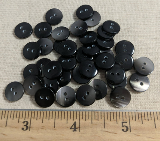 Button #Yoko #2 Hole #Black #Imitation #Shell #Polyester #10pc