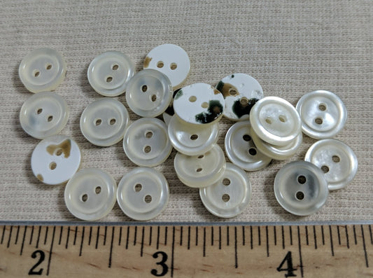 Button #Yoko20 #2 Hole #Pearl-White #Rim #Polyester #10pc