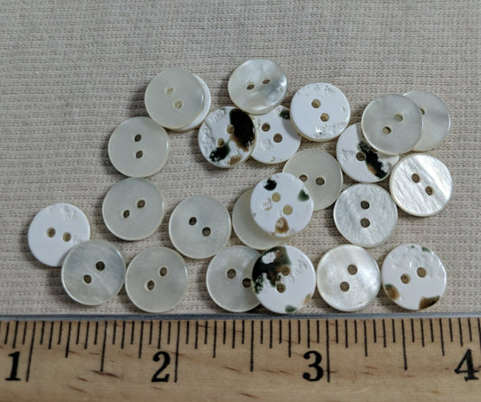 Button #Shell #2 Hole #Pearl-White #Imitation #10pc