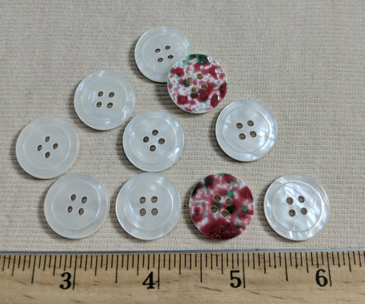 Button #21777 #4 Hole #White #Rim #Imitation #Shell #10pc