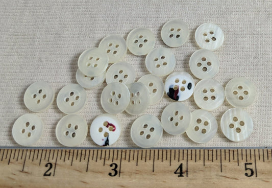 Button #1492 #4 Hole #Pearl #Polyester #10pc