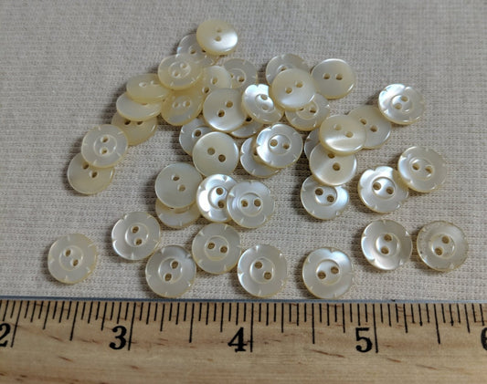 Button #Fake-Shell #2 Hole #Pearl #Rim #Polyester #10pc